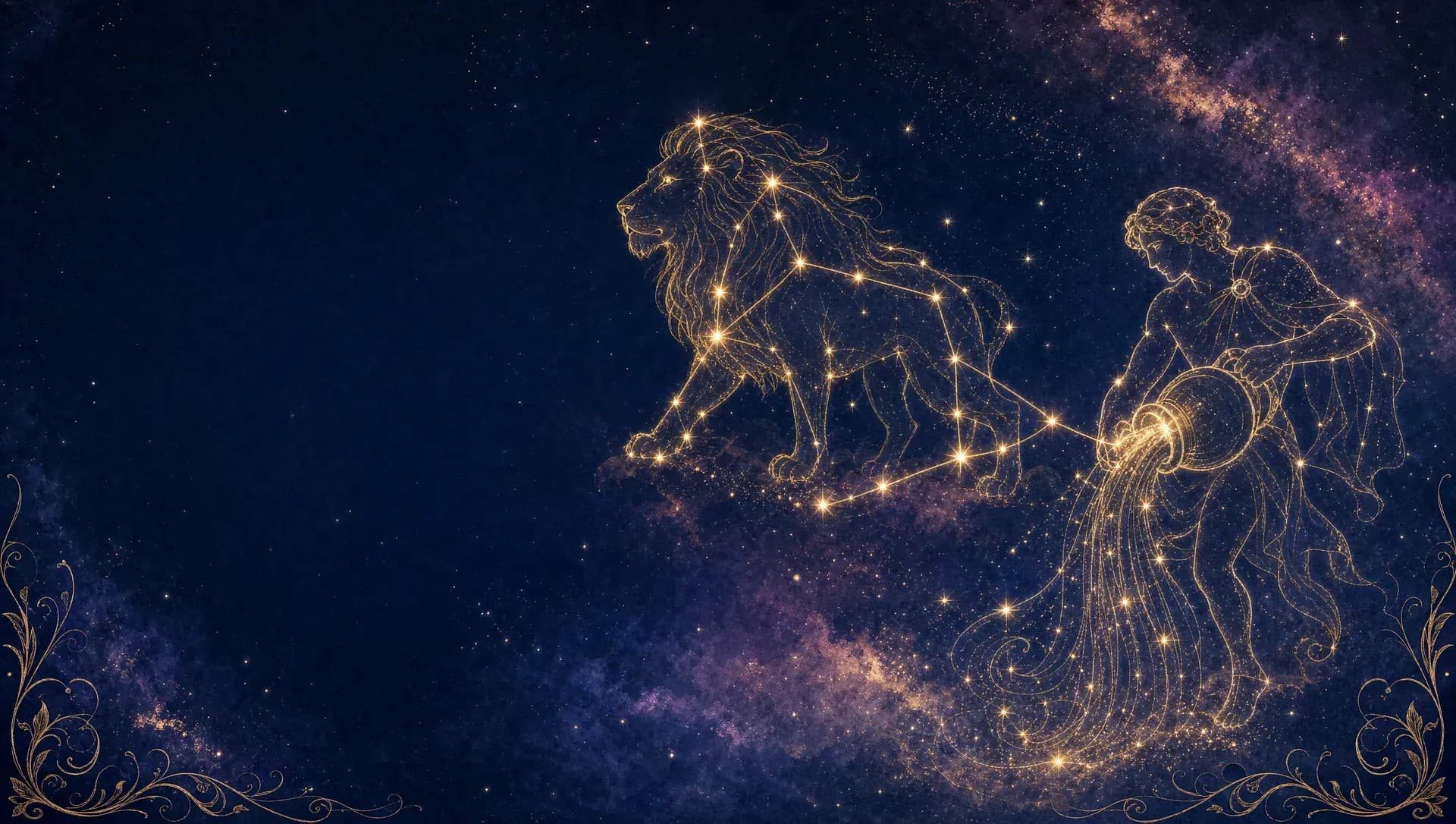 Two constellations joined by a golden thread