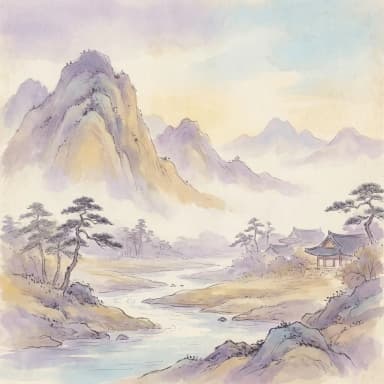 진(辰) 07–09시 시간대 풍경 일러스트