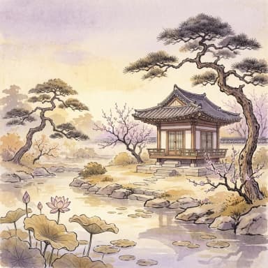 미(未) 13–15시 시간대 풍경 일러스트