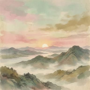 묘(卯) 05–07시 시간대 풍경 일러스트
