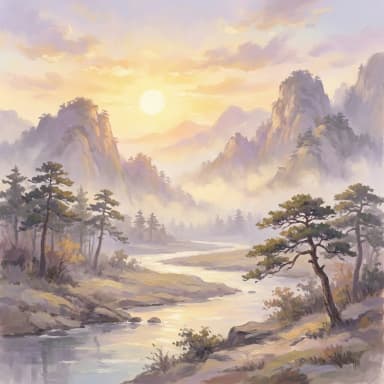 사(巳) 09–11시 시간대 풍경 일러스트