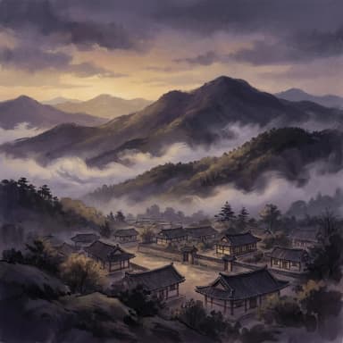 술(戌) 19–21시 시간대 풍경 일러스트
