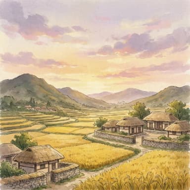유(酉) 17–19시 시간대 풍경 일러스트